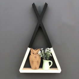 Hanah Home Estantería de Pared Raf139 en Madera Maciza Nogal y Negro